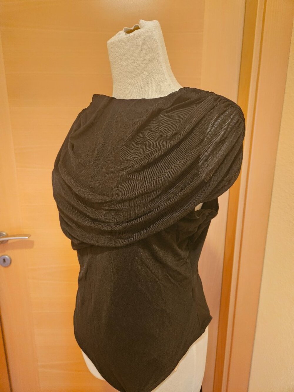 Scarf Accent Bodysuit in Black